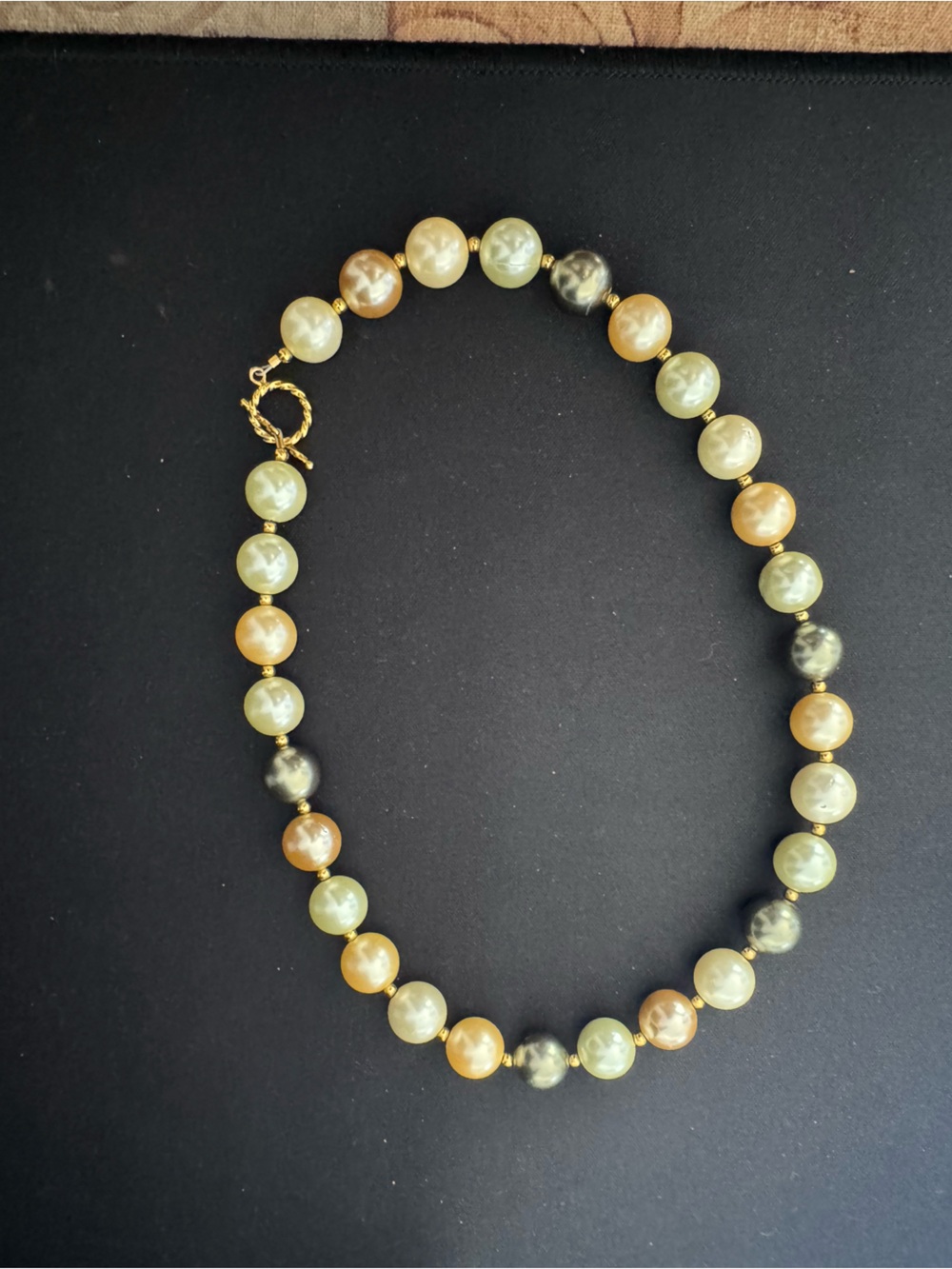Classic Multicolor Faux Pearl Necklace with Gold Accents